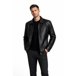 Weatherproof Vintage 90s Genuine Leather Jacket - Black - Zip Front Classic